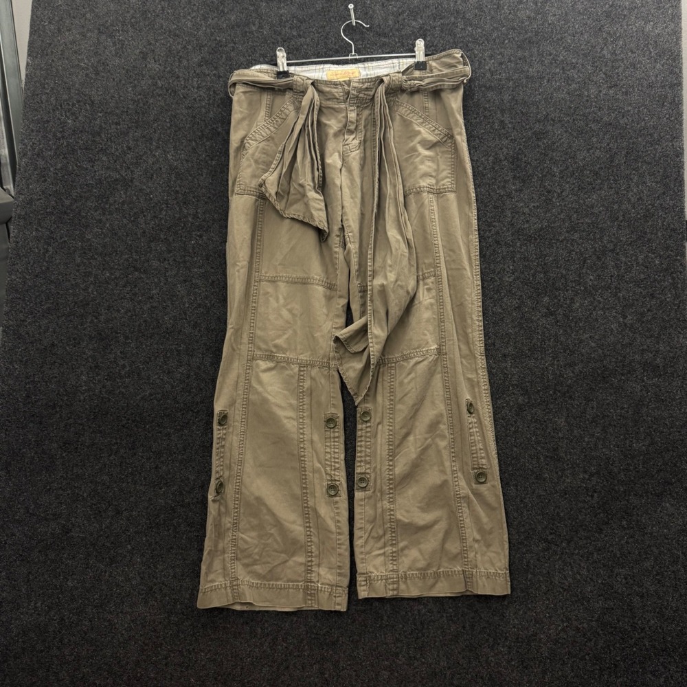 Steve & Barry's Women Olive Green Low Rise Y2K Cargo Pants Wide Leg Size 10 32W